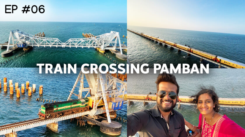 Train passing through Pamban Bridge Rameswaram